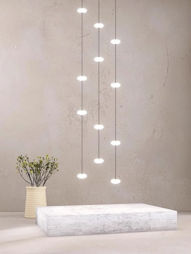 LED Minimalist Style Chandelier Hanging Stairs Pendent Lamp Designer Living Room Kitchen Bedroom Pendant Light Indoor Lighting