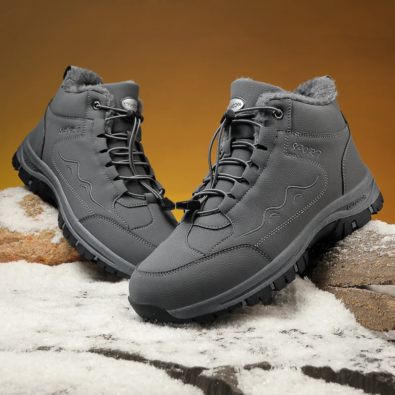 New Hot Selling Men Hiking Boots Winter Anti Slip Soft Casual Sneakers Waterproof Warm Cotton Shoes Thick Soled Plush Snow Boots