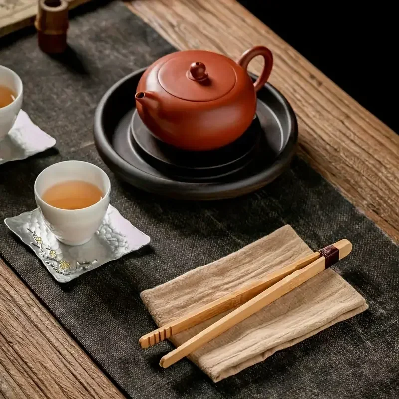 قطعة واحدة من ملقط شاي الخيزران - مشبك شاي خفيف الوزن مصنوع يدويًا ومتين طبيعيًا لسهولة التعامل معها