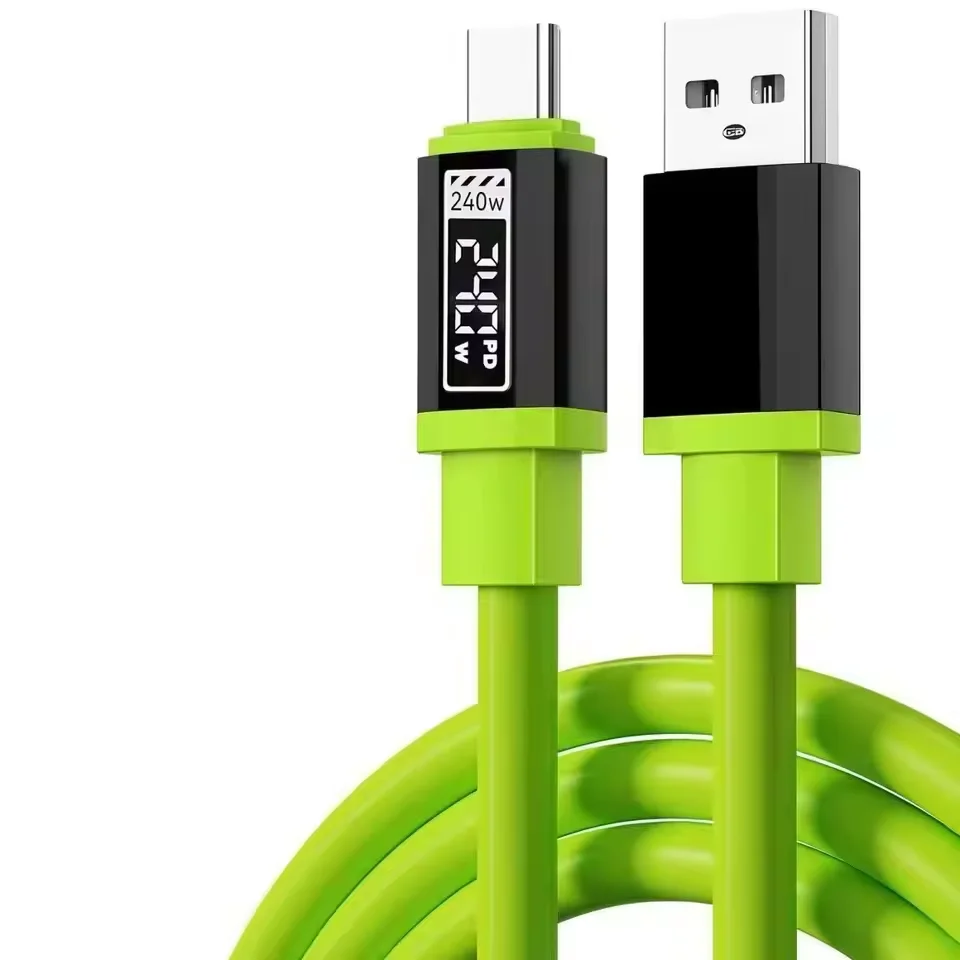 240W Typ-C-auf-Typ-C-Kabel, superschnelles Ladekabel mit LED-Anzeige, USB-auf-Typ-C-Datenkabel für iPhone, Xiaomi, Samsung