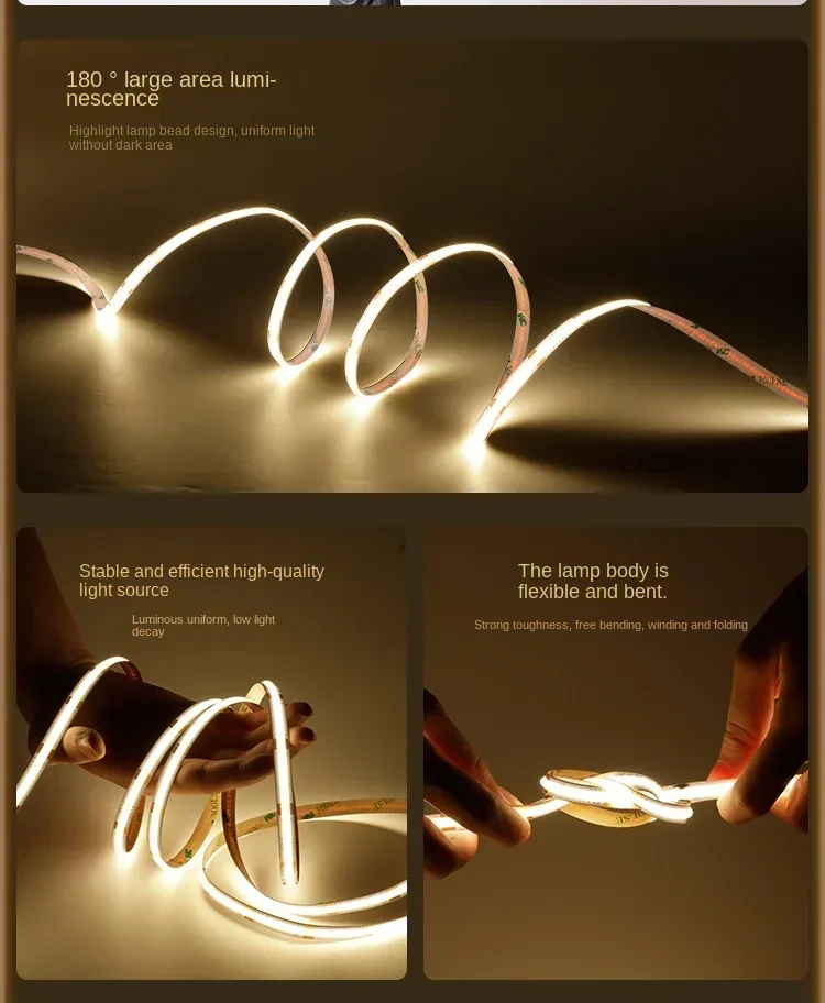 cob light strip Adhesive High-Display Finger-Sensitive LED Line Light with COB Technology led lights for room