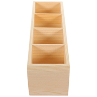 Pine Wood Pen Holder Storage Box 3 Compartments Desk Organizer Wooden Pencil Cup Makeup Brush Holder Cosmetics Organizer Office