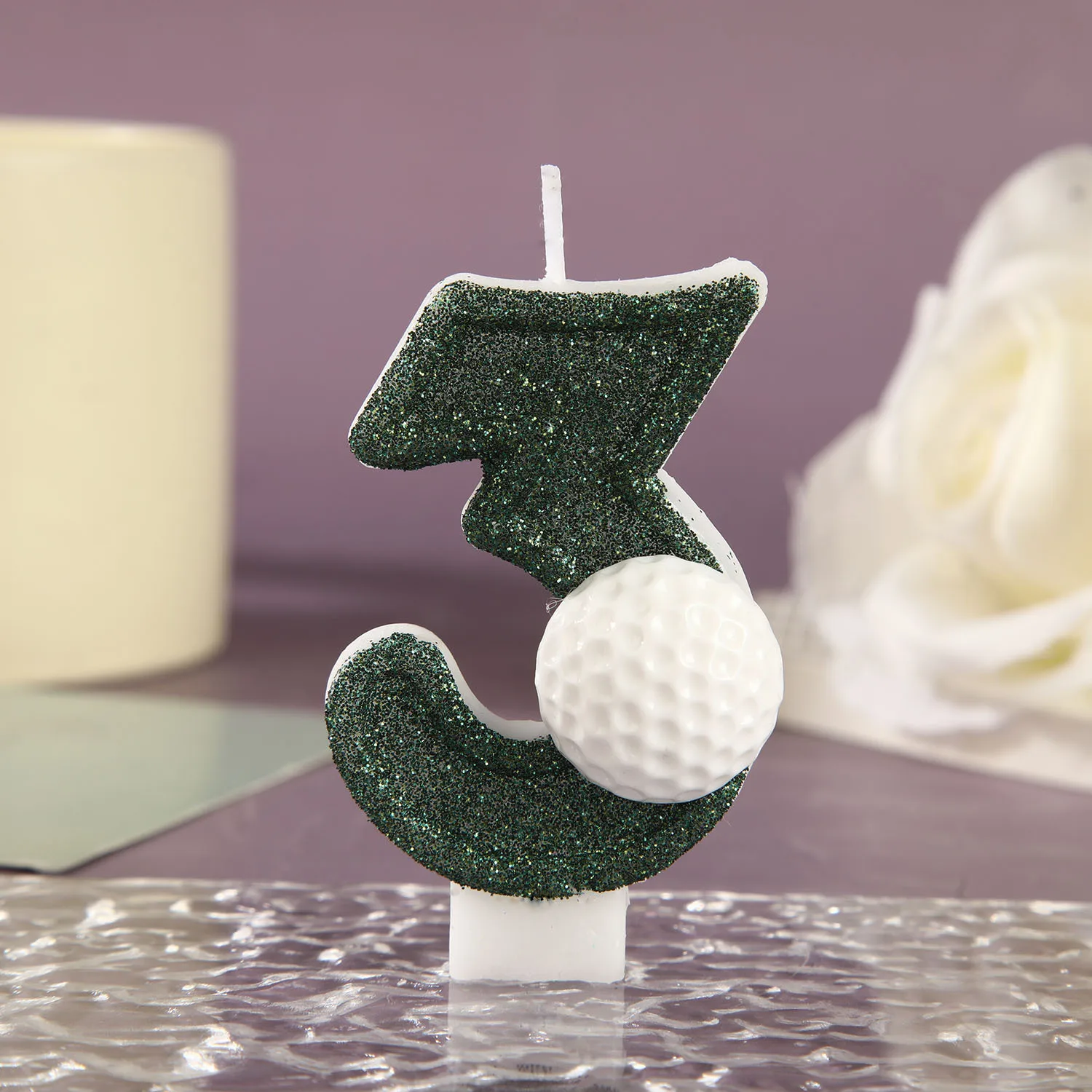 Dark Green Sequined Birthday Candles 0-9 White Golf Ball Number Candles Dessert Cake Plug-in Festive Party Atmosphere Decoration - view 3
