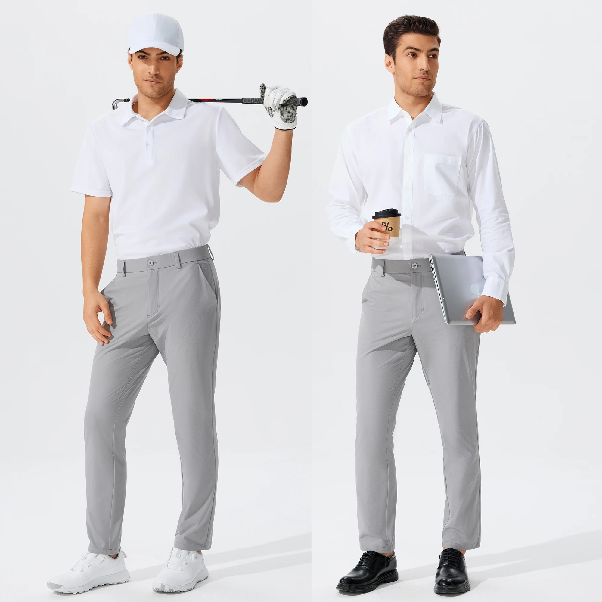 

Men's Slim Straight Golf Pants, High Quality Lightweight Stretch Work Dress Pants with 30"/32"/34" Inseam