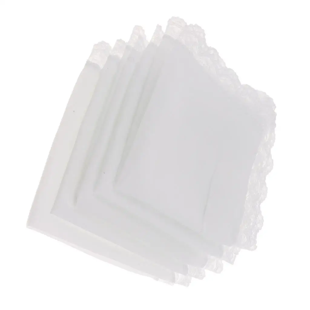 White Cotton Handkerchiefs Lace Pocket Square Set Moisture-wicking Hankies for Men and Women Suit
