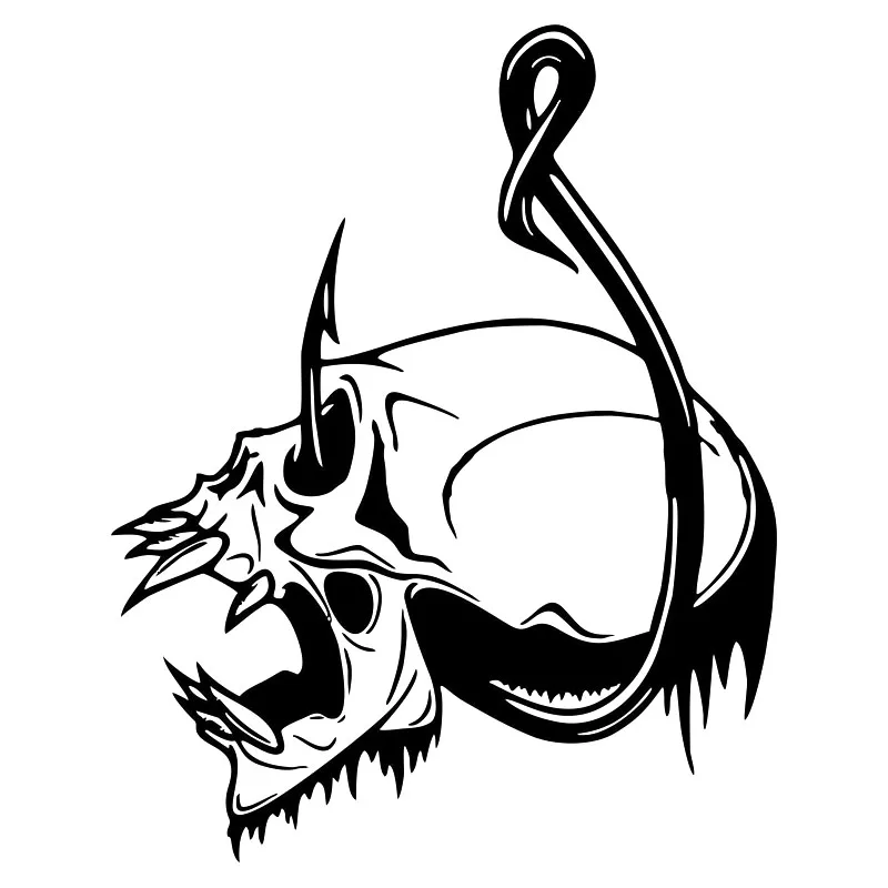 LYKX Skull Fish Hook Fishing Bone Boat Truck Window Car Sticker Automobiles Motorcycles Exterior Accessories Vinyl Decals