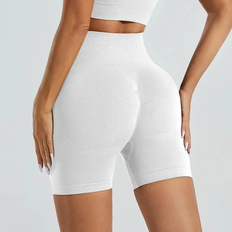 Summer High Waisted Yoga Shorts for Women Fashionable and Sexy Running Fitness Pants Solid Color Yoga Leggings Elastic Tights, image 4