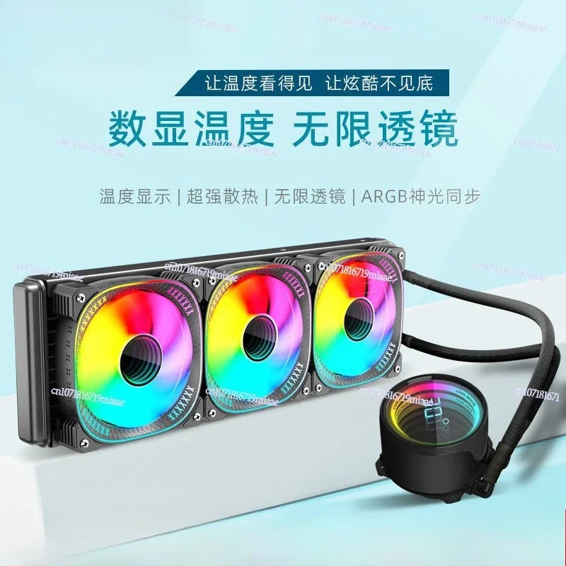 360° Digital Water Cooler with ARGB Temperature Display, All-in-One CPU Cooler for Gaming PCs