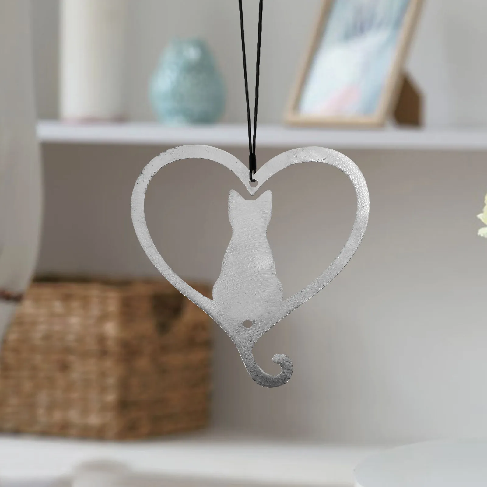 Unique Meticulously Crafted Iron Cat Pendant Wall Decor Easy Hanging Small Top Hole for Garden Backyard Fence Living Room