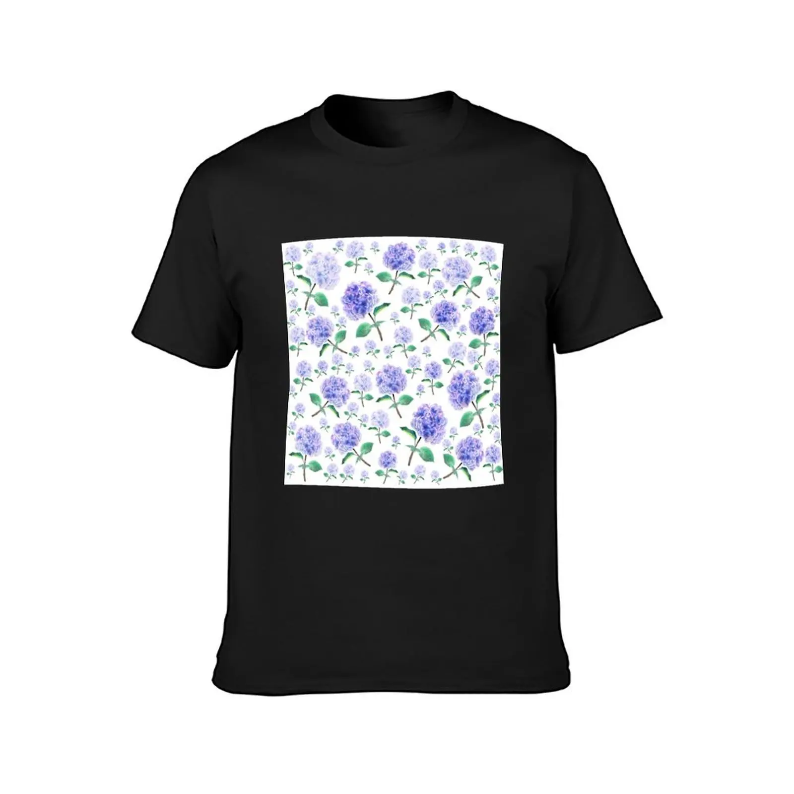 purple blue hydrangea pattern T-Shirt summer clothes tops mens graphic t-shirts