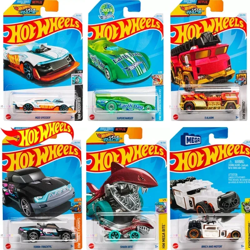 2024f original Hot Wheels Auto 1/64 Druckguss Spielzeug für Jungen Legierung Fahrzeug Kompressor Mod Speeder Alarm Terra Track tyl Hai Biss