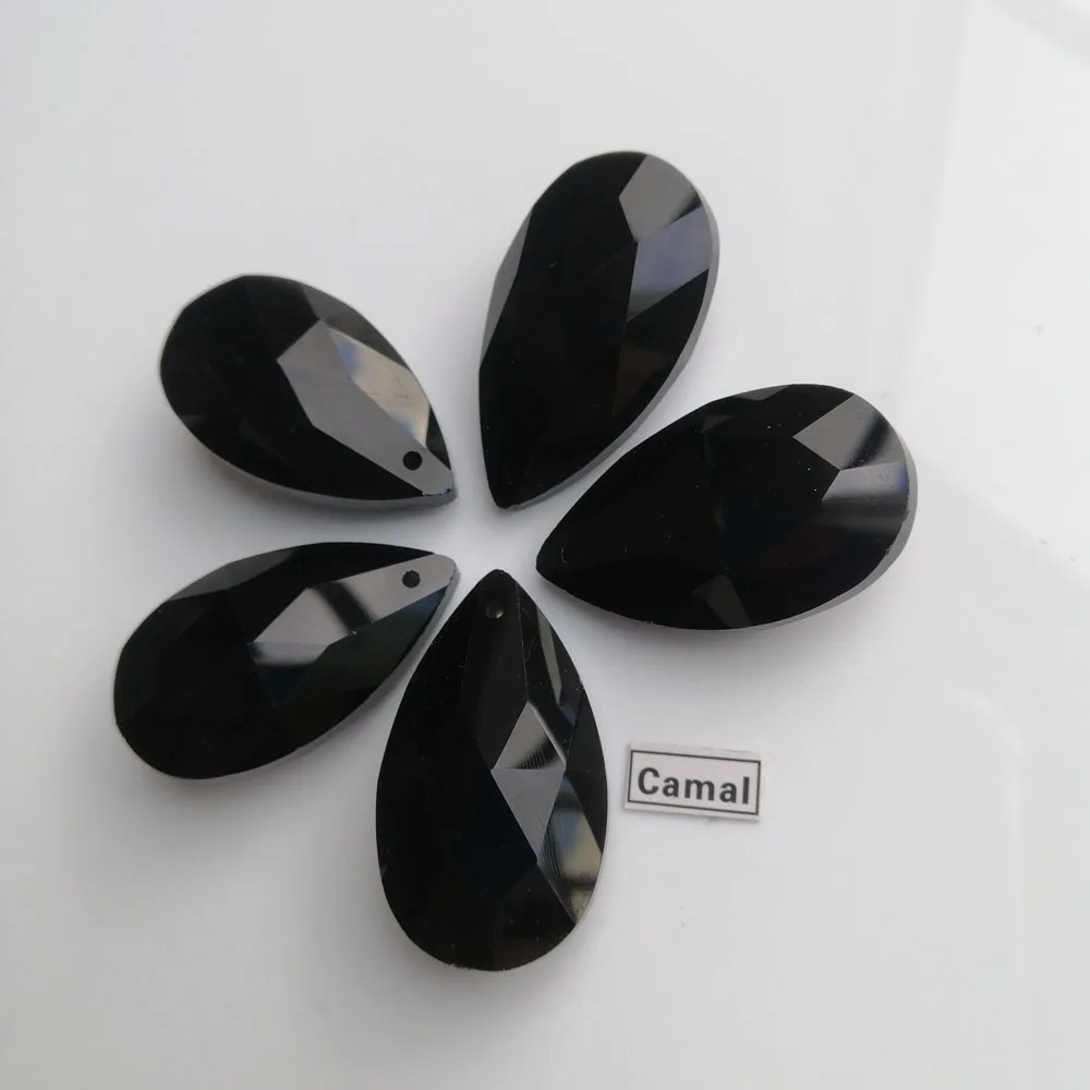 Camal 5PCS 38mm Black Mesh Shape Drop Crystal Pendants Prisms Beads Hanging For Chandelier Lighting Lamp Part Wedding Home Decor
