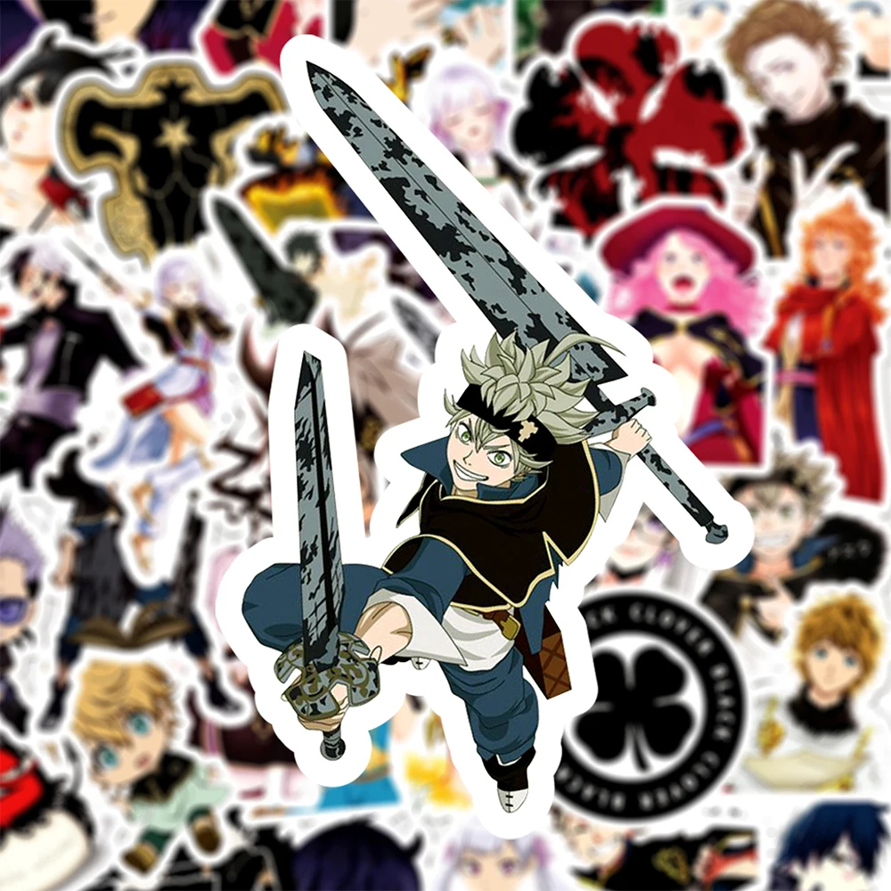 10/30/50pcs Black Clover Cartoon Stickers Yuno Grinbellor Asta Anime Sticker Motorcycle Phone Suitcase Vermilion Noell Decal Toy