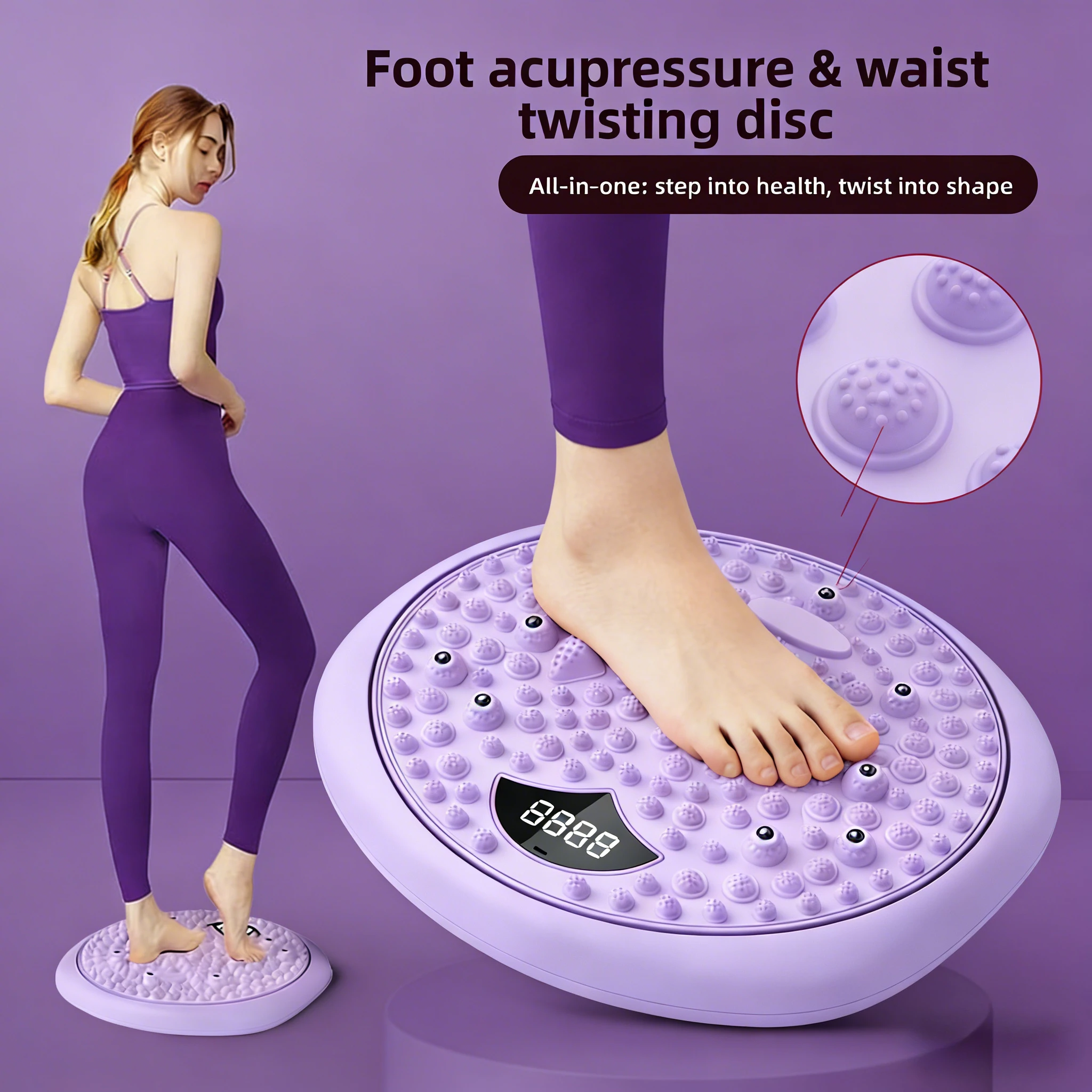 Digital Display Twisting Disc, Charging Magnetic Acupressure Pad Anti-slip Smart Counting Massage Body Shaping Device