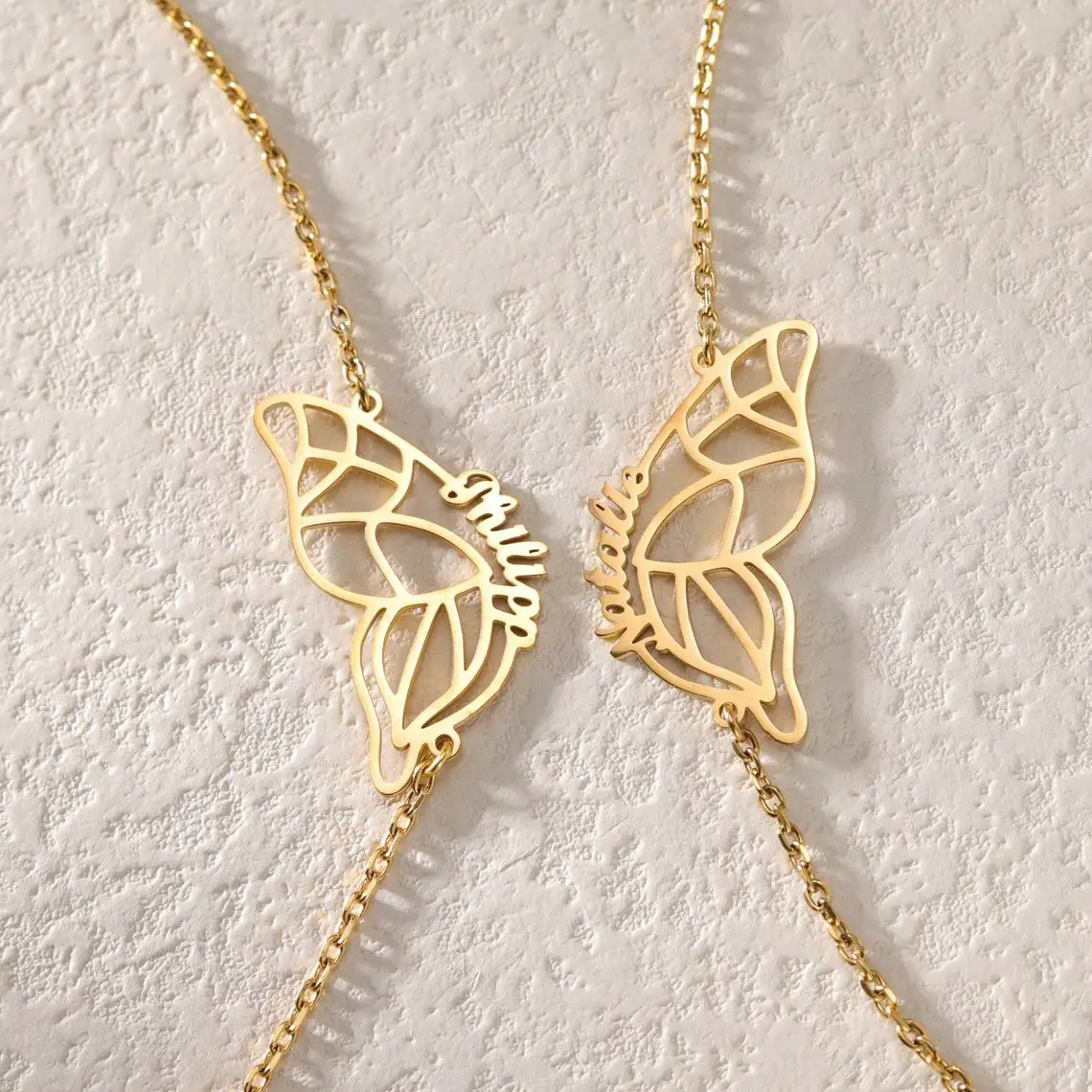 

Gift Box Packaging Custom Matching Bracelets Best Friends Stainless Steel Butterfly Bracelets To Share 2 Personalized Bff Gift