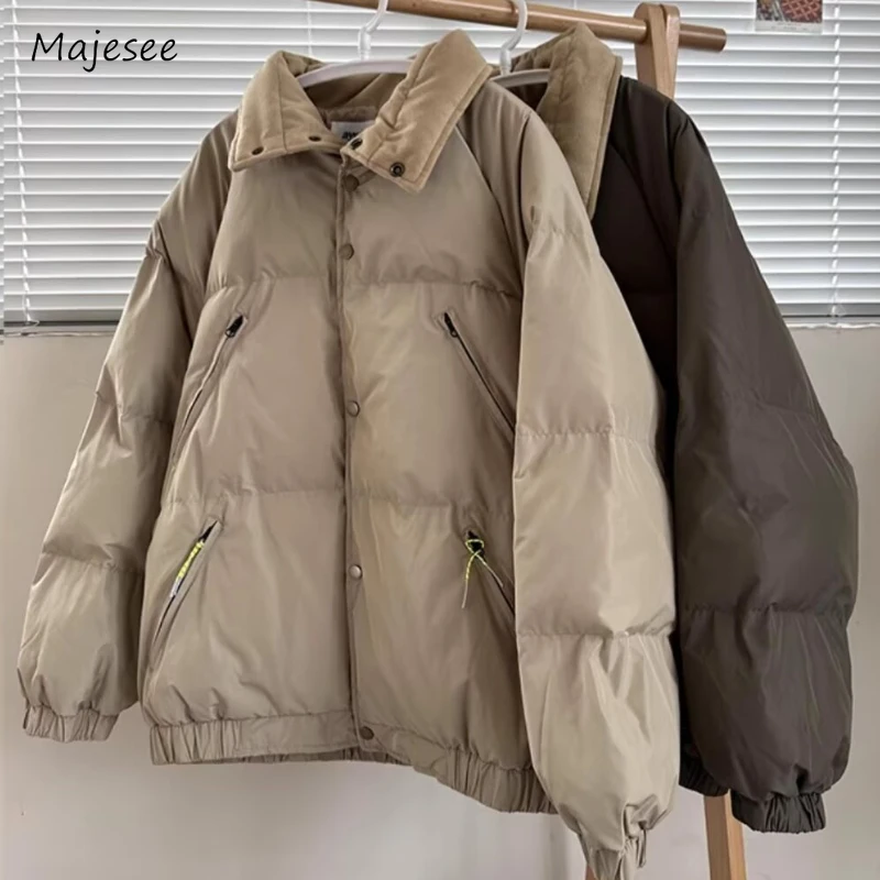 Winter Parkas Men Simple Soft Vintage All-match Warm Thickened Outwear Handsome Commuter High Street Fashion Personality Hombre