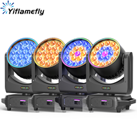 Yiflamefly 4Pcs 220W Moving Head Lights With Strip 19X8W RGBW LED Beam Wash Zoom Stage Lights DMX DJ Light For Wedding Party Bar