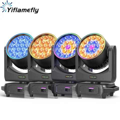 Yiflamefly 4 Adet 220W Hareketli Kafa Işıkları Şeritli 19X8W RGBW LED Beam Wash Zoom Sahne Işıkları DMX DJ Işığı Düğün Parti Bar İçin