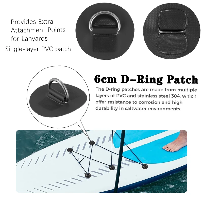 4pcs Stainless Steel D-Shaped Ring Patch, Suitable for Storage and Fixation Accessories of Inflatable Paddleboards