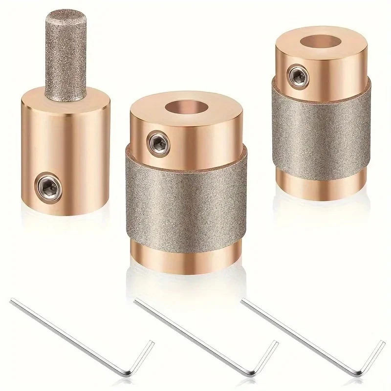 3Pcs Set Diamond Dressing Tools Brass Material Diamond Grit for Ceramic Stained Glass Grinding Professional Grinding Wheel Accessories Essential Tool Kit for Precision Grinding Durable and High Performance