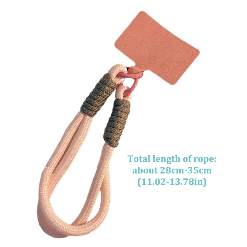 1pc Braid Mobile Phone Lanyard Fashion Solid Color Anti-loss Short Wrist Band Pendant Hanging Strap Rope W/Spacer