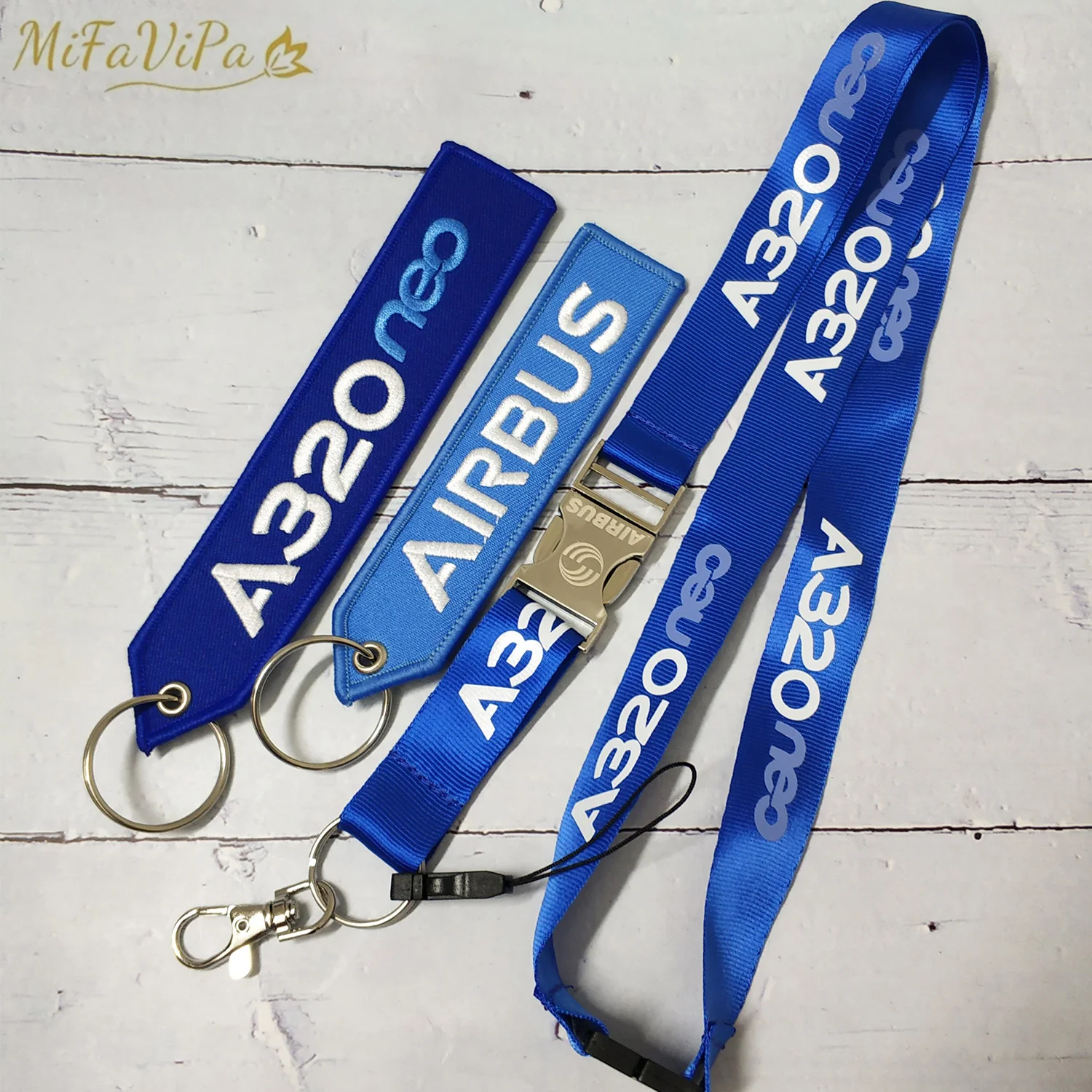 MiFaViPa 3 pezzi blu A320 Neo cordini portachiavi moda Trinket Flight Crew aviazione aereo regalo portachiavi AIRBUS Sleutelhanger