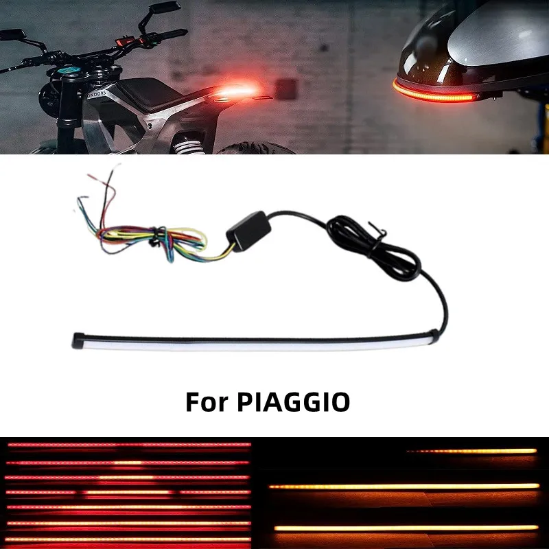 

20cm 30cm Motorcycle Light Bar Strip Tail Brake Stop Flowing Water Turn Signal Light Integrated SMD Red Amber Color For PIAGGIO