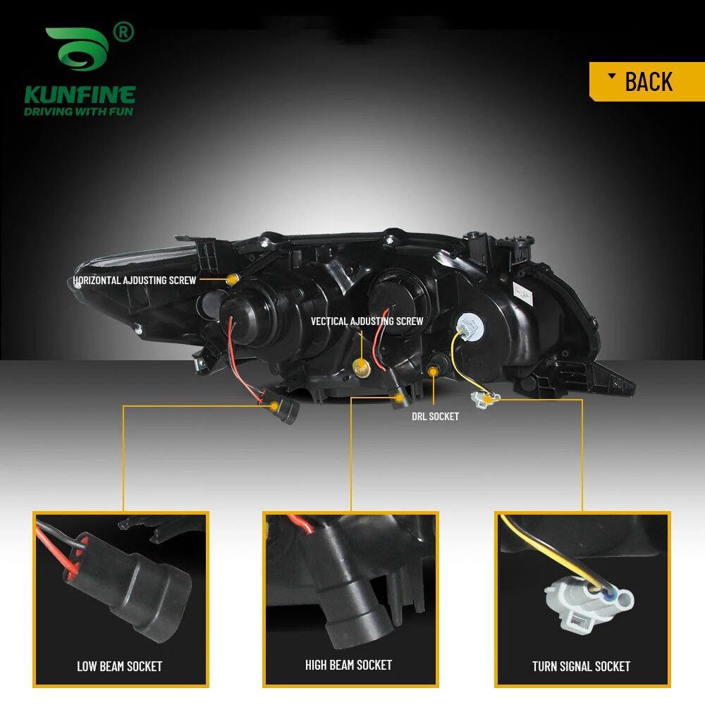 Pair Of Car Headlight Assembly For TOYOTA COROLLA 2011- Tuning Headlight Lamp Parts Daytime Running Light Bi Xenon project lens