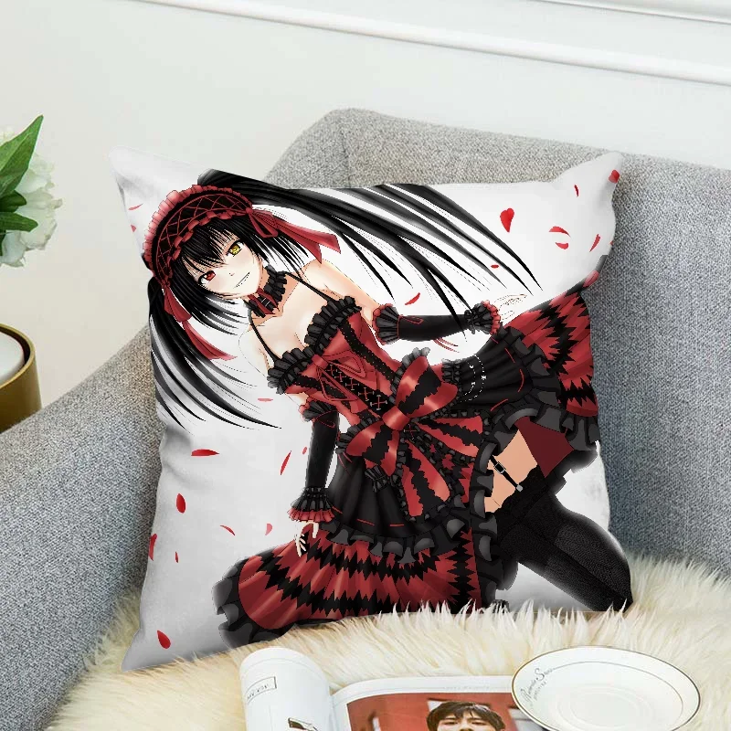 T-Tokisaki Kurumi Pillow Cover Decorative Pillowcase 40x40 Cushion Covers for Bed Pillows Car Decoration Fall Decor Pilow Cases