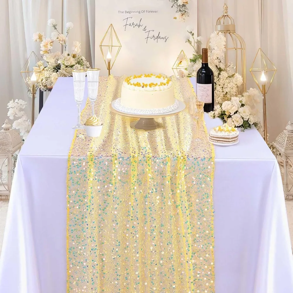 Decorative Table Runner Sequin Table Runner Sequin Fabric Sparkling Surface Mermaid Table Runner Iridescent Shimmer 30cmx180cm