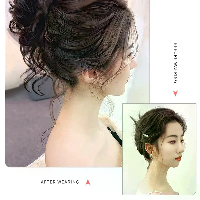 /YOV/Curly Bun Messy Claw Chignon Clip Elastic Hair Scrunchies Hairpieces Donut Updo Hair Pieces For Women Synthetic
