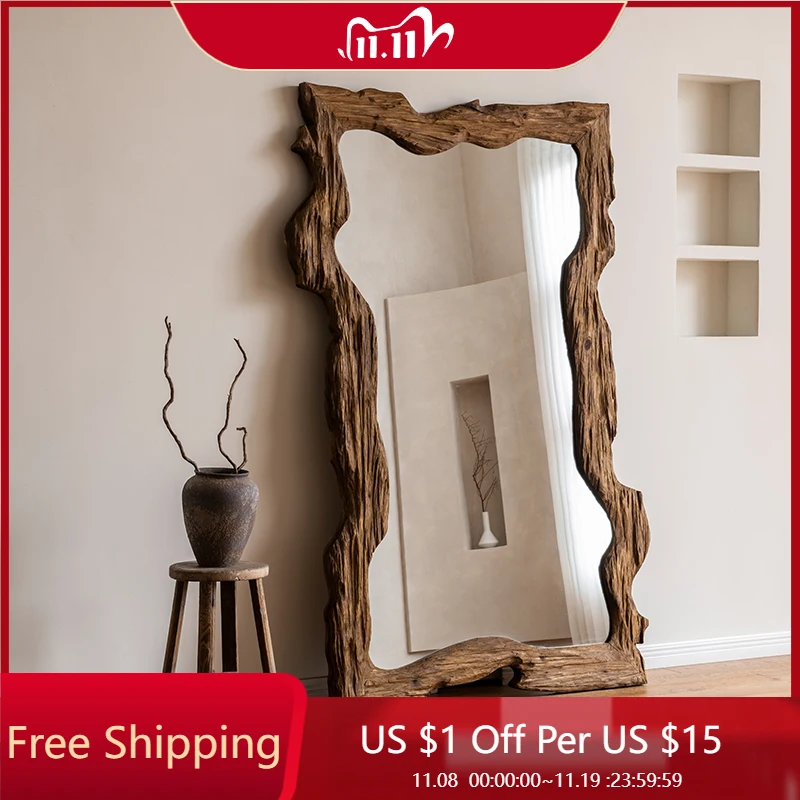Modern Makeup Luxury Mirror Standing Wood Rectangle Living Room Wall Mirrors Full Body Bedroom Espejos Decorativos Home Decor