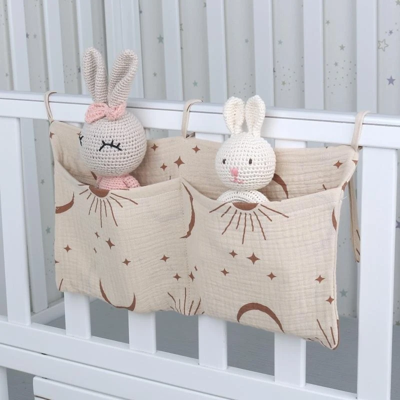 Bolsa colgante para cabecera cama M76C, bolsas almacenamiento pañales, organizador biberones, accesorio para cuna