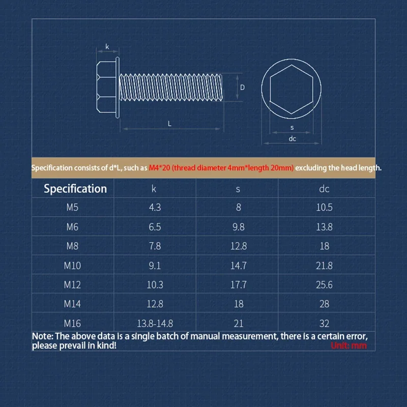 M5 M6 M8 M10 M12 M14 M16 Hardware Hexagon Belt Flange Screw Bolts Black Grade 10.9 Steel Bolt Fastening Screws
