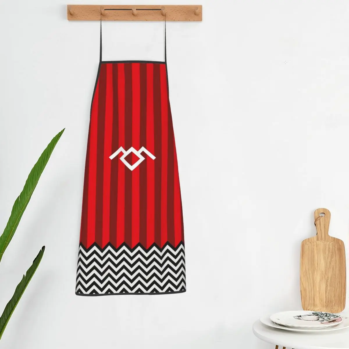 Enigmatic Zigzag Pattern From David Lynch's Cult Series Twin Peaks Apron Chef Cooking Tablier Bib Kitchen Cleaning Pinafore