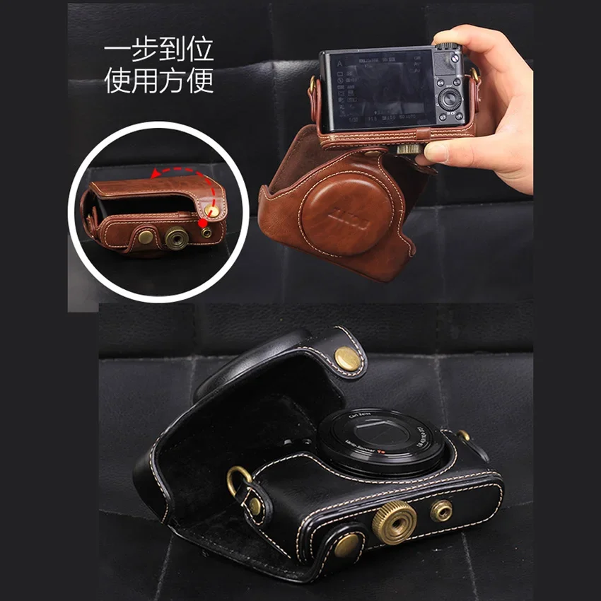 High quality PU Leather Case for Sony RX100V RX100II RX100M2 RX100 III IV M3 M4 M5 Camera cover protective bag with Strap