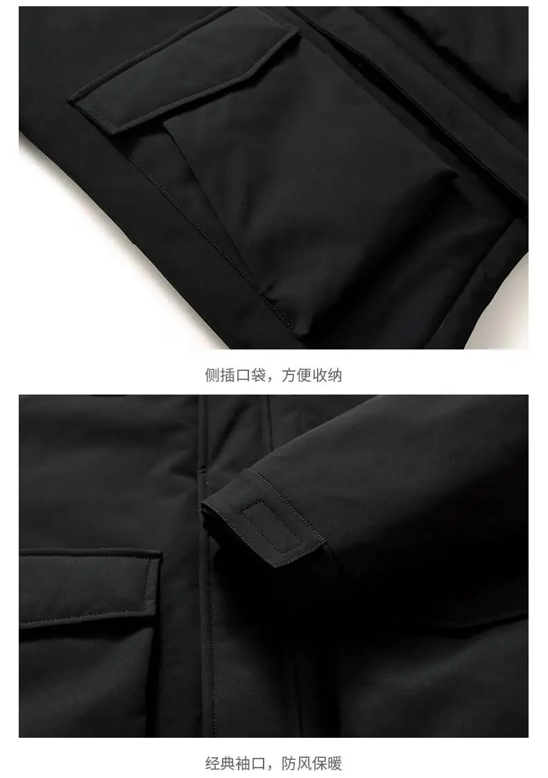 Jaket Pria Musim Dingin Kasual Hangat Berbahan Bulu Bebek, Streetwear dengan Kerah Bulu & Tudung Lepas Pasang, Mantel Puffer Tebal untuk Luar Ruangan, Parka Berlapis Tebal