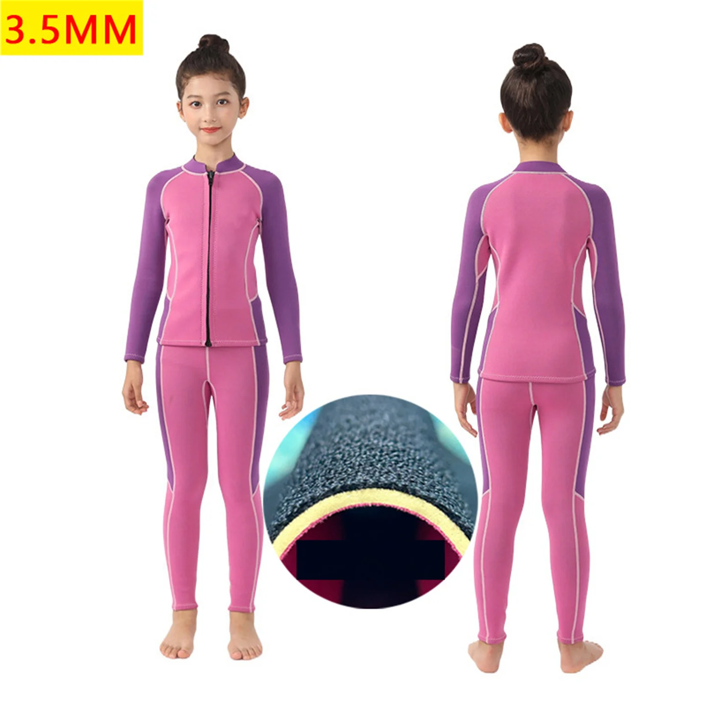 Children's Diving Suit 3.5mm Split Body Plush Autumn And Winter Warm Swimsuit Male Long Sleeved Sun Protection Surfing Suit