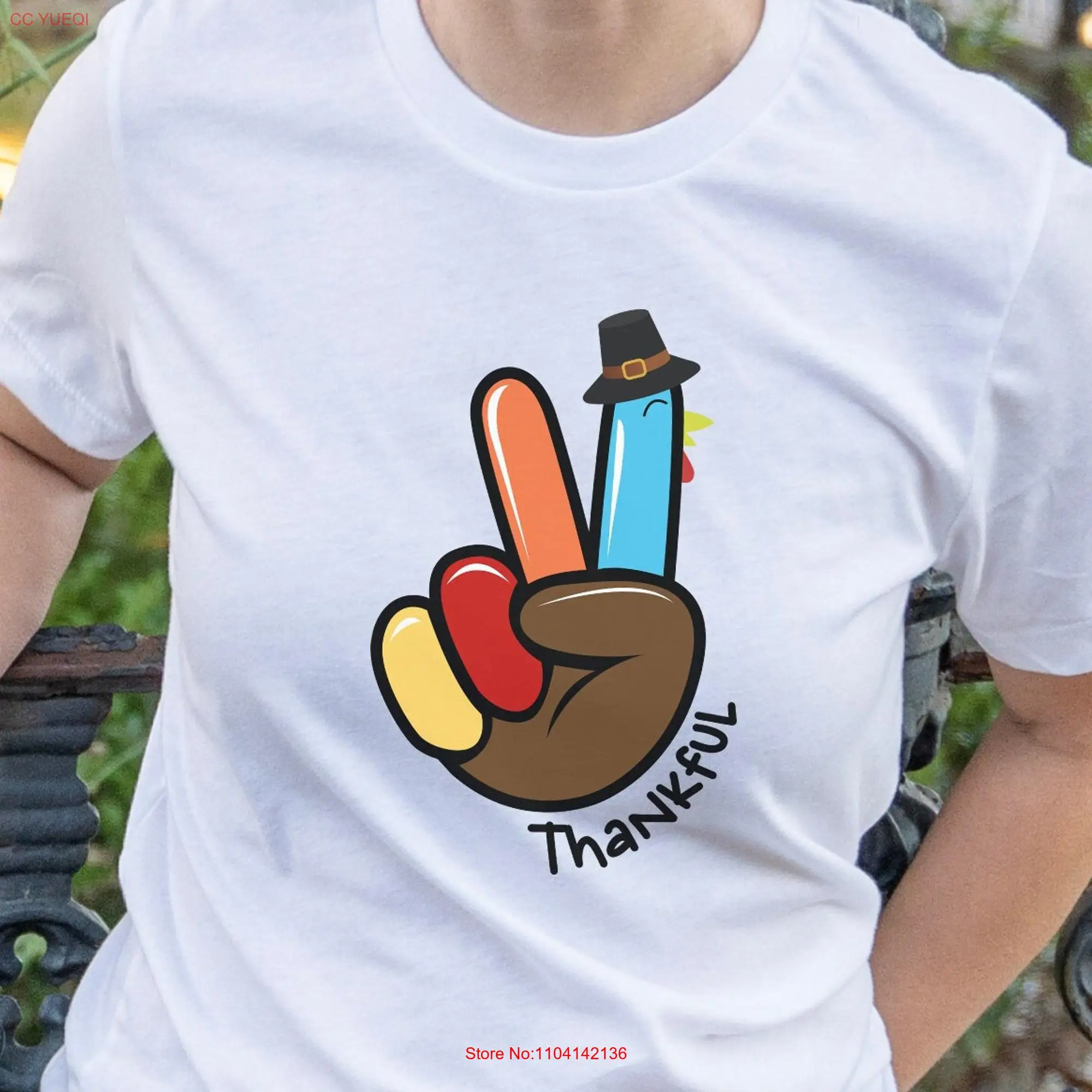 Peace Sign Turkey thankful T Shirt Family Thanksgiving Fall Autumn long or short sleeves