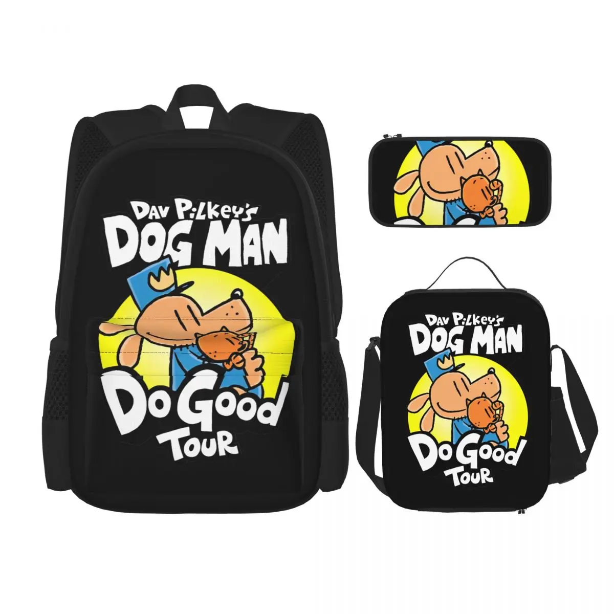 

Рюкзак Dog Man Petey Cat с героями мультфильмов, 3 вида/набор для школьников, школьный рюкзак, сумка для обеда, пенал