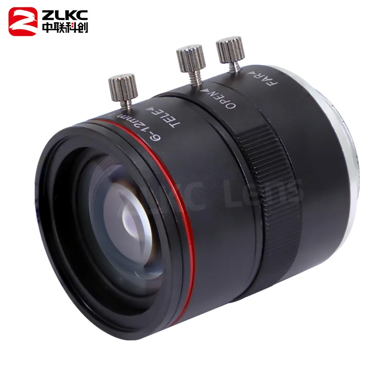 ZLKC 6-12mm Varifocal Lens CCTV Macro 1/1.8'' Sensors C-Mount Camera F1.6-C Manual Iris 3MP Lens for Surveillance Cameras