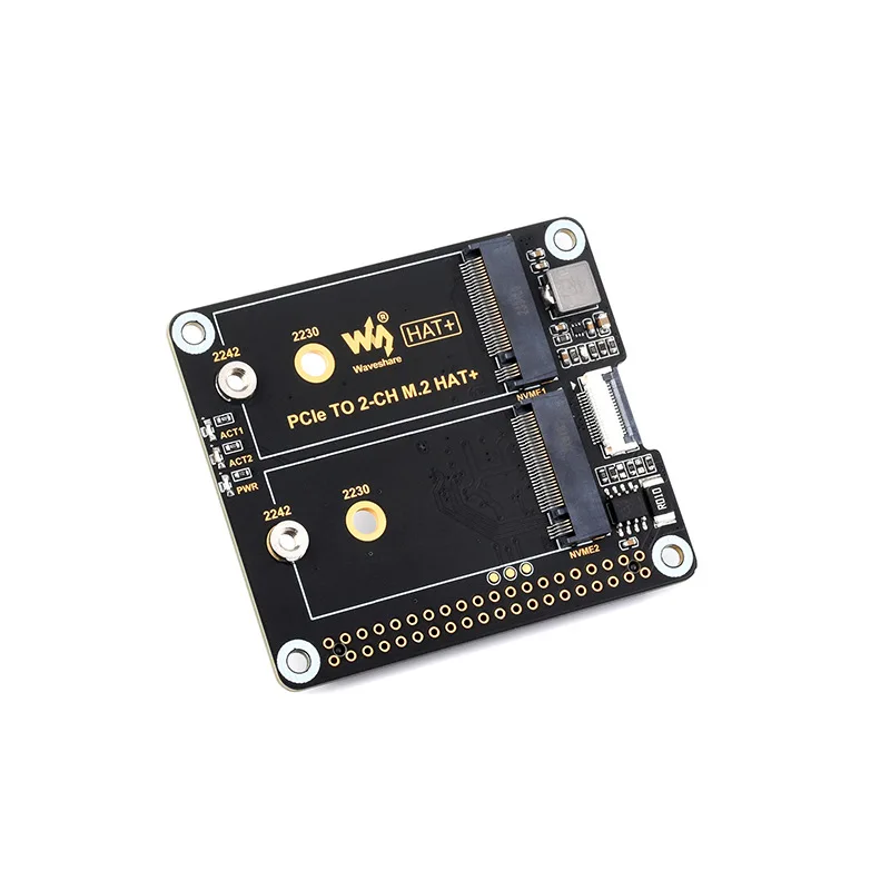 Raspberry Pi 5 PCIe Dual M.2 HAT - NVMe SSD Expansion Board with 16-Pin High-Speed Interface