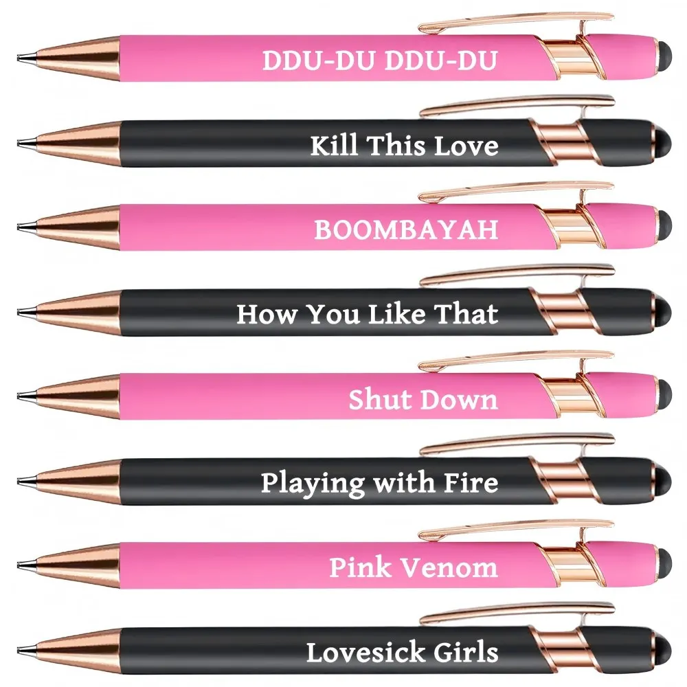 

8 pcs Kpop-Themed Ballpoint Pens Designed for Fans And Music Enthusiasts, Featuring Black And Pink Colors. Ideal Office Supplies