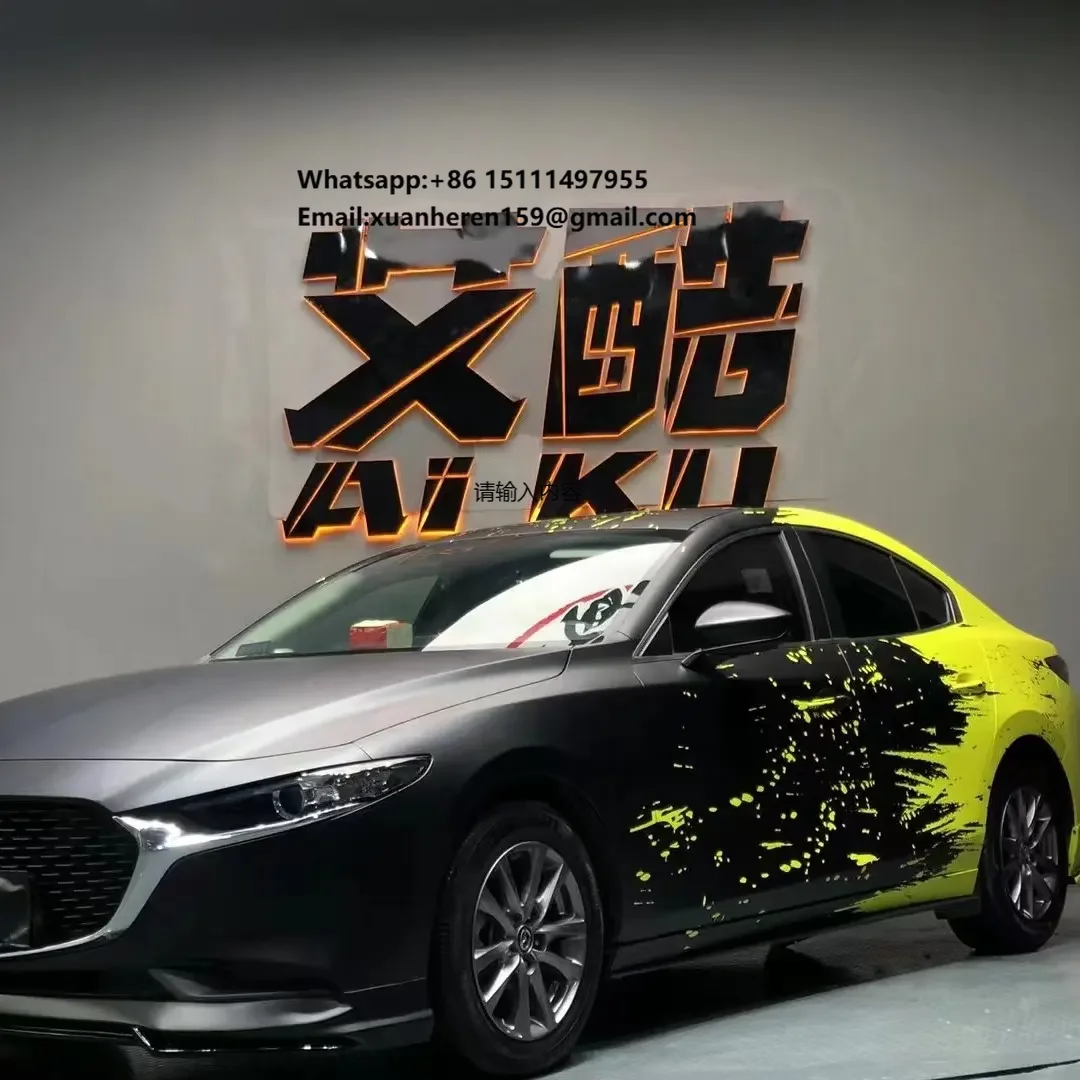 

Пленка-хамелеон голографическая матовая для оклейки авто, черно-желтая, на заказ, DIY