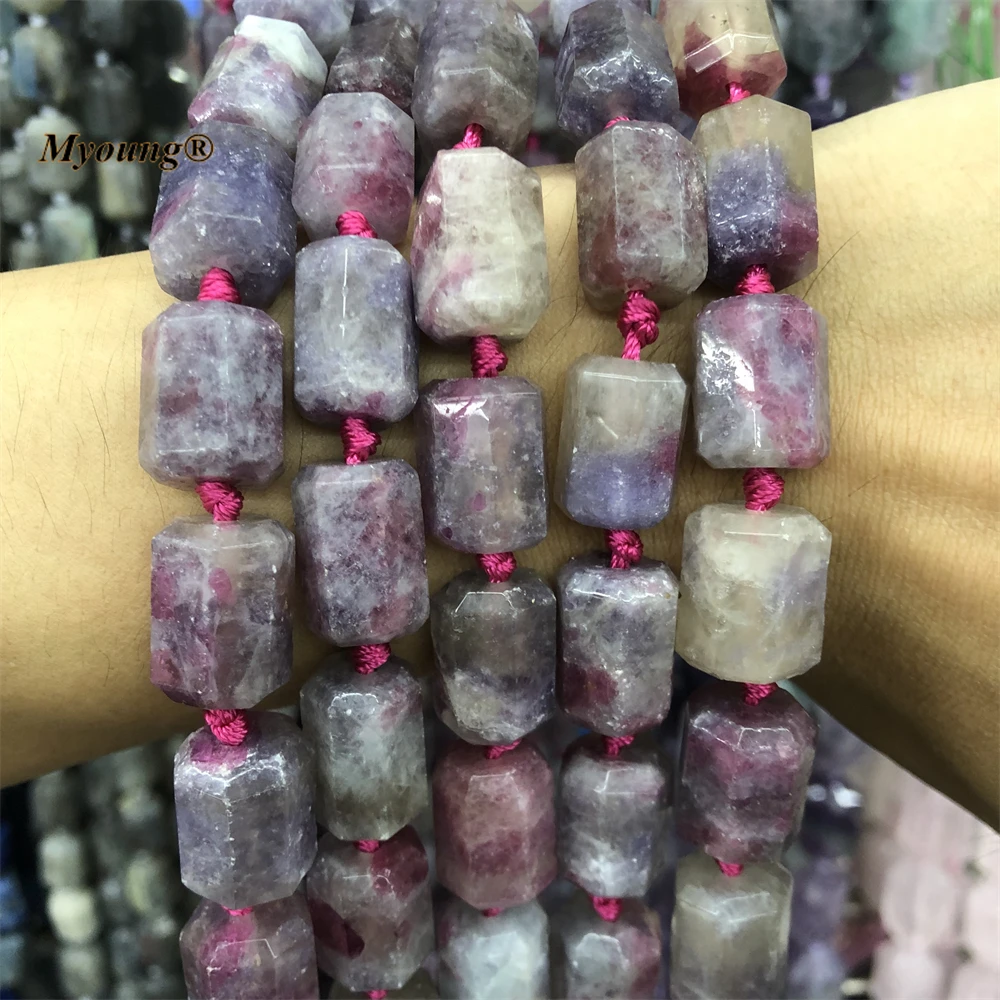 

13x16mm Hand Cut Large Faceted Natural Plum Blossom Tourmaline Crystal Stone Nugget Beads For Jewelry Making MY221213