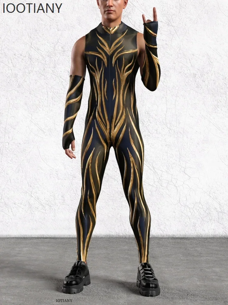 Косплей Хэллоуин Новые мужские 3D принт стимпанк красочные перчатки боди праздничная вечеринка сценический ролевой костюм для выступлений Zent