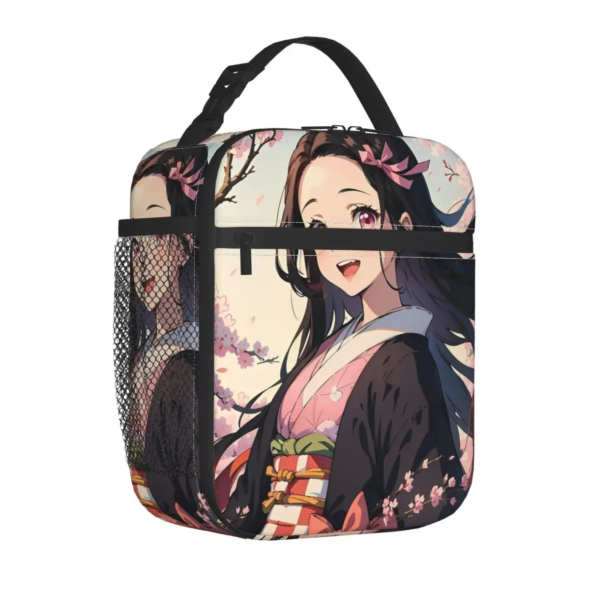 

Забавная изолированная сумка для обеда Kawaii Nezuko, сумка-холодильник, многоразовый контейнер для еды, аниме, истребитель демонов, ланч-бокс, сумка для еды