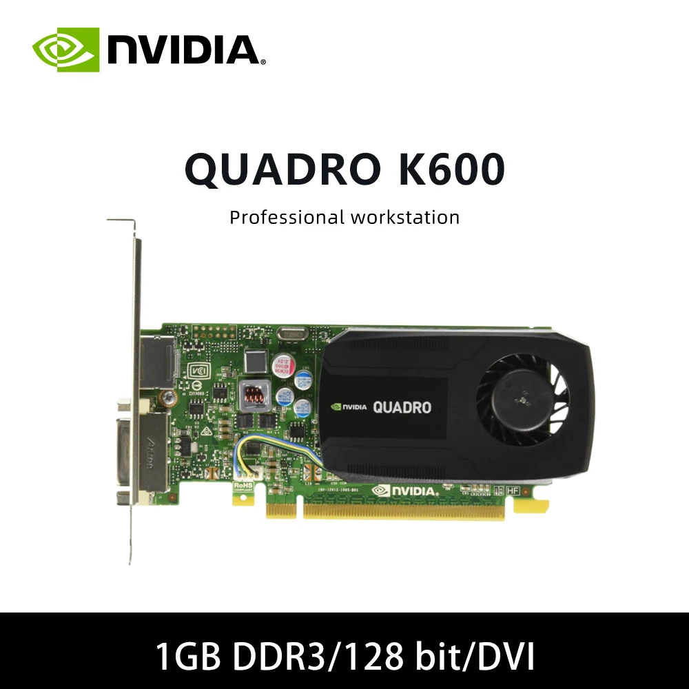 

QUADRO K600 GPU 1 ГБ GDDR3 128-битная видеокарта Поддержка PCI-E 2,0 HDMI DP Один вентилятор для настольного компьютера