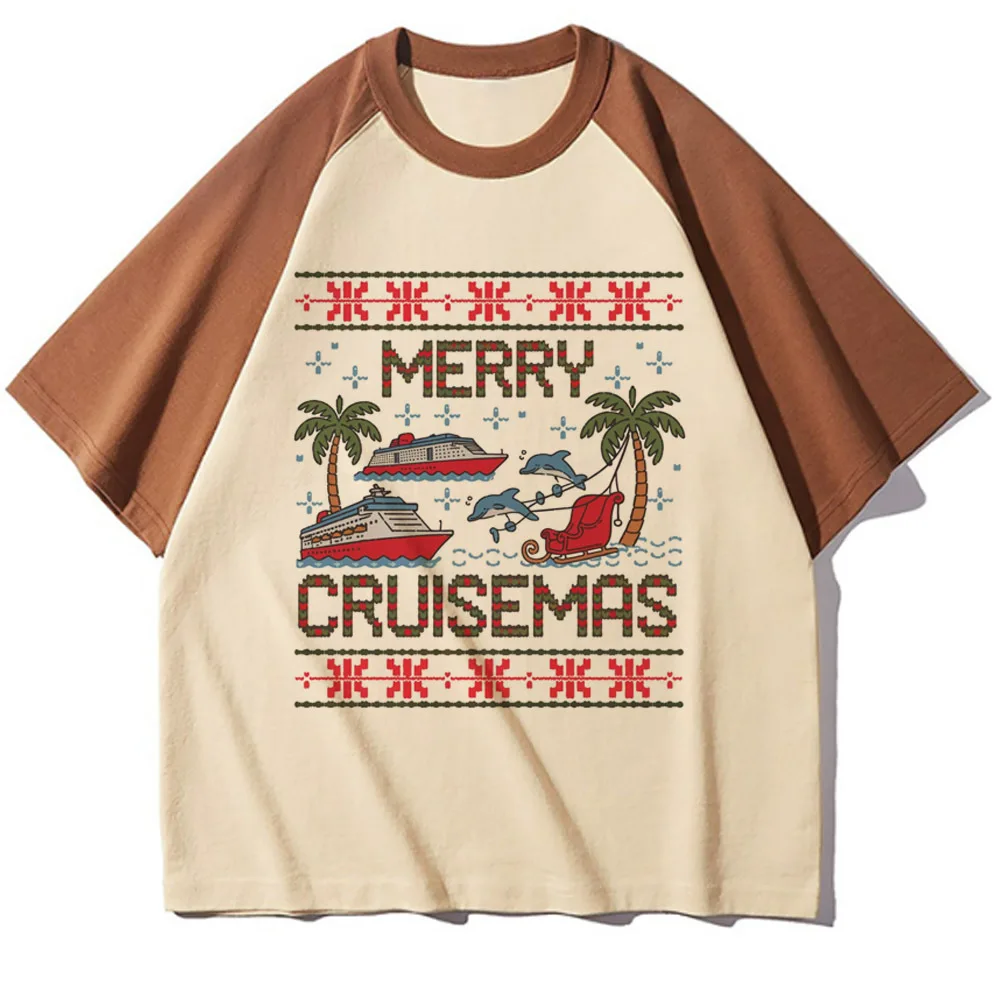 Christmas Cruise Crew t shirt girl Colorful anime Psychedelic Vintage t-shirt Retro aesthetic women Graphic