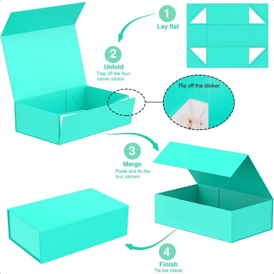 Caja de regalo con tapas 9,85 x 5,95 x 3,15 pulgadas Cajas de regalo con cierre magnético para embalaje de regalo Caja de regalo para Navidad Día de la madre Padre